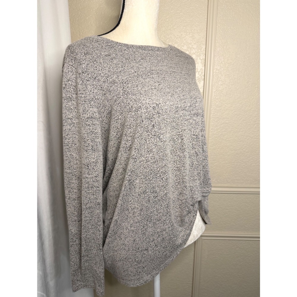 Green Envelope Grey Marl Twist Front Long Sleeve Knit Top Size L - Picture 2 of 8